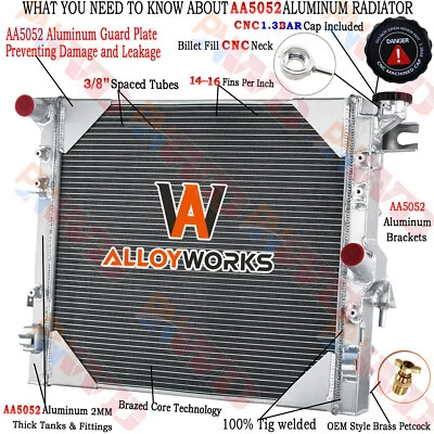 4 Row Aluminum Radiator For 2007-2018 2008 2012 2016 Jeep Wrangler JK 3.6L 3.8L Foto 1 de 4