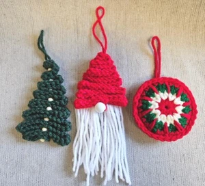 Handmade Crochet Christmas Ornament Set - Christmas Tree, Gnome, Ornament - Bild 1 von 5