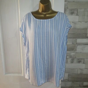NUOVO TOM TAILOR ● taglia XL 16 ● blusa estiva a righe bianche blu donna - Foto 1 di 8