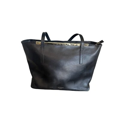 Ted Baker London Black Aeriel Crossbatch Leather Tote Bag Designer Contemporary - Image 1 of 4