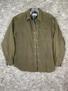 Vintage L.L. Bean Jacket Women’s Medium Olive Plaid Flannel Lined Canvas Duck - Picture 1 of 10