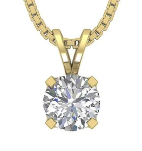 Genuine Diamond I1 H 0.75 Ct Solitaire Pendant U Prong Set 14K Solid Yellow Gold - Picture 1 of 9