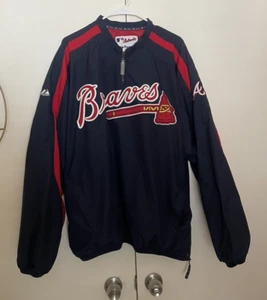 2XL Vintage Atlanta Braves Majestic Authentic MLB 1/4 Zip Pullover Jacket XXL - Picture 1 of 16
