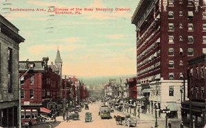 SCRANTON PA LACKAWANNA AV SHOPPING DISTRICT 1913 POSTAL VINTAGE 050124 T - Imagen 1 de 2