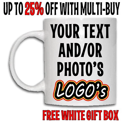 Personalised Mug Custom Cup Photo Logo Name Text Leavers Christmas Birthday Eid - Image 1 of 3