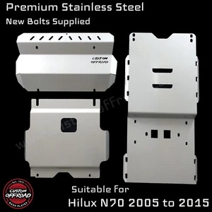 Bash Plates fits Hilux N70 (05-15) 4mm Stainless-Steel 3 piece Bash Plates - Picture 1 of 10