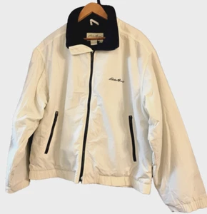 Men's Large Eddie Bauer Ivory Exterior w/Navy Accents, Collar And Lining Jacket - Picture 1 of 12