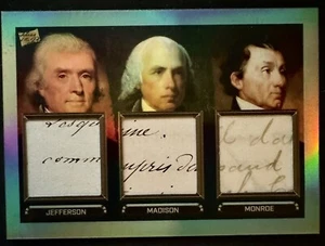 JEFFERSON/MADISON/MONROE PIECES OF THE PAST PRES TRIPLE HANDWRITTEN RELIC #115 - Picture 1 of 2