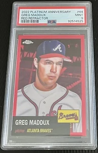 2022 Greg Maddux PSA 9 Topps Platinum Anniversary 5/5 Red Refractor #64 Braves - Picture 1 of 3