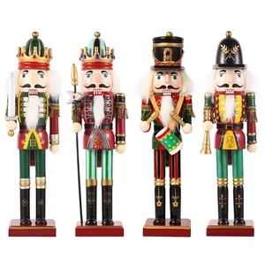 4PCS Christmas Nutcrackers Ornaments Set, Traditional Painted Wooden Nutcrack... - Picture 1 of 8