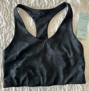 New Nwt Zella Small S Studio Lite Longline Sports Bra Black Spray - Picture 1 of 2