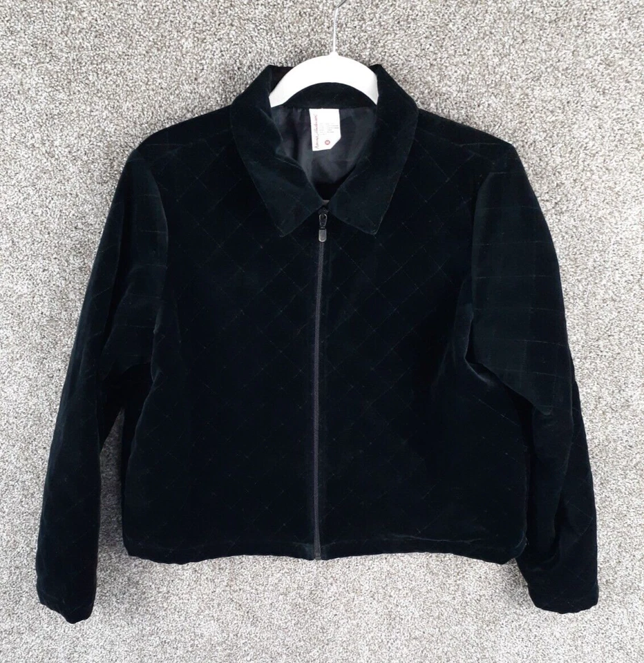 Chaqueta acolchada de terciopelo negra Hanna Andersson para mujer M cremallera cuello delantero de colección años 90 Foto 1 de 4