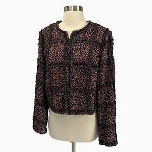 Diane Von Furstenberg Size 10 Fuchsia Fever Multi Tweed Blazer Jacket - Picture 1 of 15