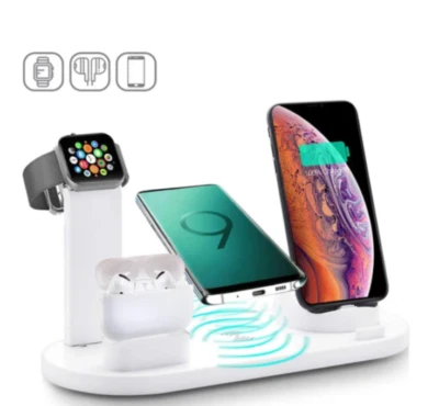 Base de carga rápida 4 en 1 10 W para Apple iWatch Samsung Foto 1 de 4