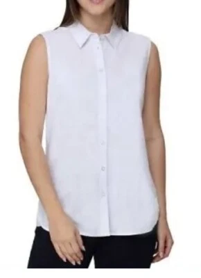 Nicole Miller  Linen Blend Sleeveless Top White Women's XS - Image 1 of 3