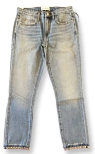 Current/Elliott NWT The Turnt Fling Studded Cuff Straight Crop Jeans Size 23 - Picture 1 of 13
