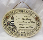 Vtg Genuine Trinity Pottery Wall Plaque Love in Our Family Lighthouse Wisconsin