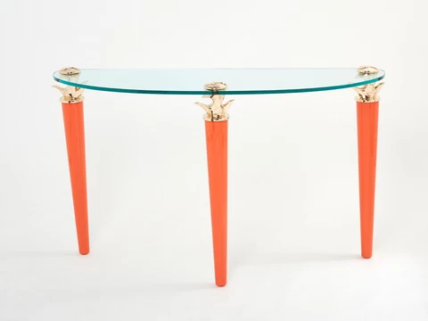 Orange lacquered and bronze glass console table by Garouste & Bonetti 1995 Cover