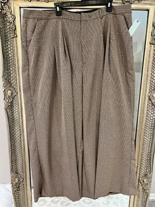Anthropologie Plus High Waisted, Wide Leg, Black/Brown Tweed Trousers Size 24 - Picture 1 of 8