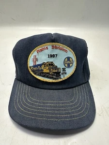 Sombrero de ferrocarril vintage Snapback Denim Santa Fe Trains Plains Division 1987 - Imagen 1 de 8