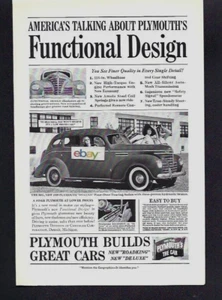 PLYMOUTH 1939 MENSCHEN SPRECHEN ÜBER FUNKTIONALES DESIGN DELUXE TOURING LIMOUSINE AD - Bild 1 von 1