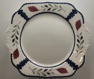 Vintage Adam's Lancaster Square Handled Floral 10" Cake Plate - Picture 1 of 3