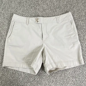 Eddie Bauer Shorts Womens 16 Beige Button Flap Rear Pockets 97% Cotton Stretch - Picture 1 of 13