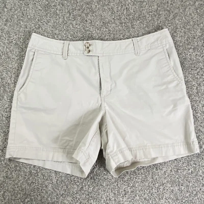 Pantalones Cortos Eddie Bauer Mujer 16 Beige Botón Solapa Bolsillos Traseros 97% Algodón Elástico Foto 1 de 4