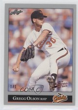 1992 Leaf 2014 Leaf Memories Buyback Red 1/1 Gregg Olson #277 0o9