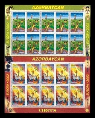 Azerbaiyán 2002 * EUROPA * CIRCO * 2 S/hojas * MNH Foto 1 de 2