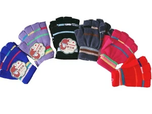 Girls Boys Kids Party Warm Knit Half Fingerless Ski Dance SHORT Gloves Mittens - Picture 1 of 18