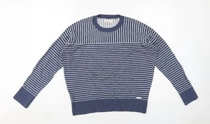 Abercrombie & Fitch Women's Blue Striped Pullover Jumper Size L - Picture 1 of 12