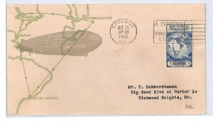 USA GRAF ZEPPELIN Air Mail Cover 1933 Chicago Richmond Heights LZ51 - Picture 1 of 8
