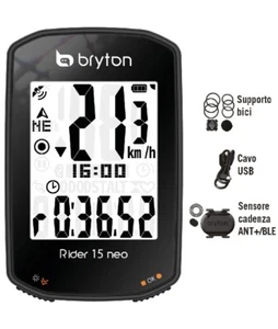 BRYTON Rider 15 NEO C ciclocomputer con GPS colore NERO CON SENSORE CADENZA - Foto 1 di 1