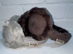 NWT! super cute - LOT OF 2 Furry Soft Ear Warmers Brown & Gray Ear Muffs - Picture 1 of 9