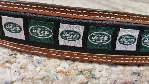 New York Jets Brown Leather Pro Ribbon belt size 44 or 46 Cover
