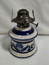 Lamplight Farms  Blue and White Ceramic Hurricane Oil Lamp Country Decor House 