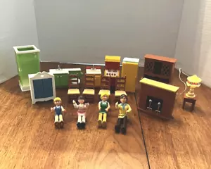 Fisher Price Dollhouse Furniture and Family Lot People Bath Kitchen Vtg 1980's - Picture 1 of 24
