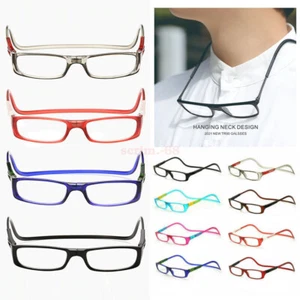 Hanging Folding Magnetic Reading Eyeglasses Glasses Front Click Connect Neck NEW - Picture 1 of 20