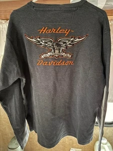 Harley Davidson Herren Langarm Grau Heavyweight Knit Cotton Henley -🏍️ XL - Bild 1 von 5