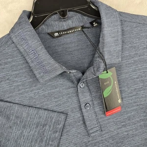 Travis Mathew Polo Shirt Men Medium Heater Blue Golf Tour Issue Collar Logo New - Picture 1 of 10