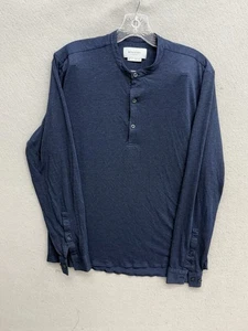 Camicia Henley Ministry of Supply manica lunga blu morbida misto lana merino taglia M - Foto 1 di 9