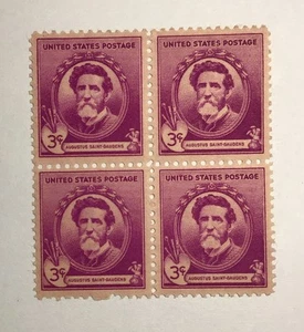 US 3 cent Augustus Saint-Gaudens 1940, Scott 886, block of 4, MNH/OG/VF. - Picture 1 of 1