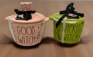 Rae Dunn Wizard of Oz WICKED WITCH & GOOD WITCH Small Baker Crocks with Lids NWT - Picture 1 of 5