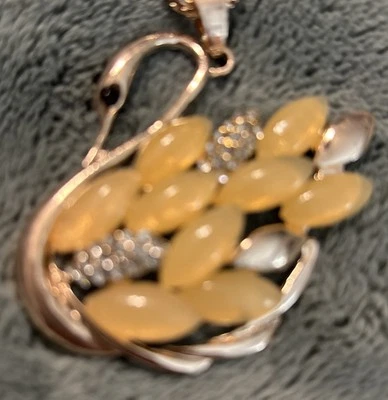 Betsey Johnson Necklace SWAN Gold  Enamel Crystals Gift Bag - Image 1 of 4