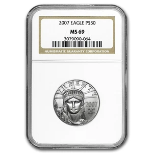 2007 1/2 oz American Platinum Eagle MS-69 NGC - Picture 1 of 3