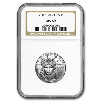 2007 1/2 oz American Platinum Eagle MS-69 NGC - Image 1 of 3