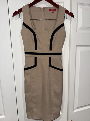 XOXO Chaville Sheath Beige Black Stripes Sleeveless Dress Women's Size 0/0 Cute - Image 1 of 3