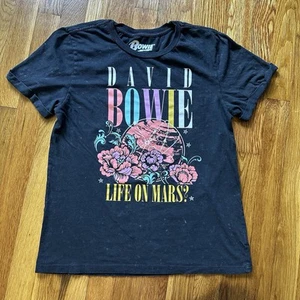 David Bowie Life on Mars? Women's Acid Black Tee Size Medium - Picture 1 of 8