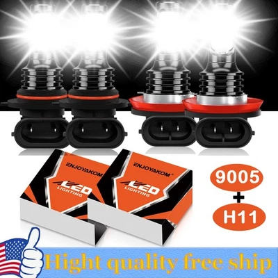 9005 H11 LED Headlight kit Combo Bulb 10000K High&Low Beam Super Bright White - Image 1 of 4